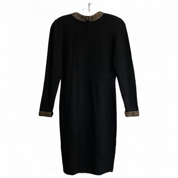 Don Sayres for Wellmore Dress Small Black Sequin Santana Knit USA Vintage 80s - Picture 2 of 10